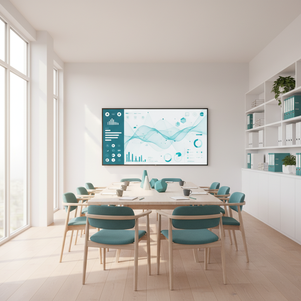 Moderne kontor med AI dashboard